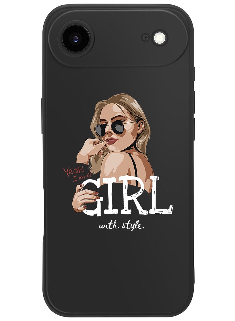 Theodor Protective Slim Fit Case Liquid Silicone Cover with Full Body Protection Anti-Scratch Shockproof Case For Apple iPhone 17 Air (Black) Girl with Style - White - Image 1