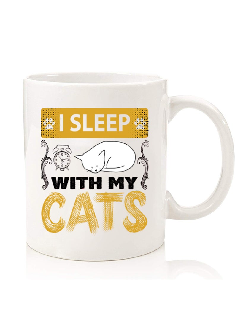 Theodor Premium Quality Two Sided Printed Coffee Mug Tea Cup For Home Office, Kids Men Women I sleep with my cats black - Image 1