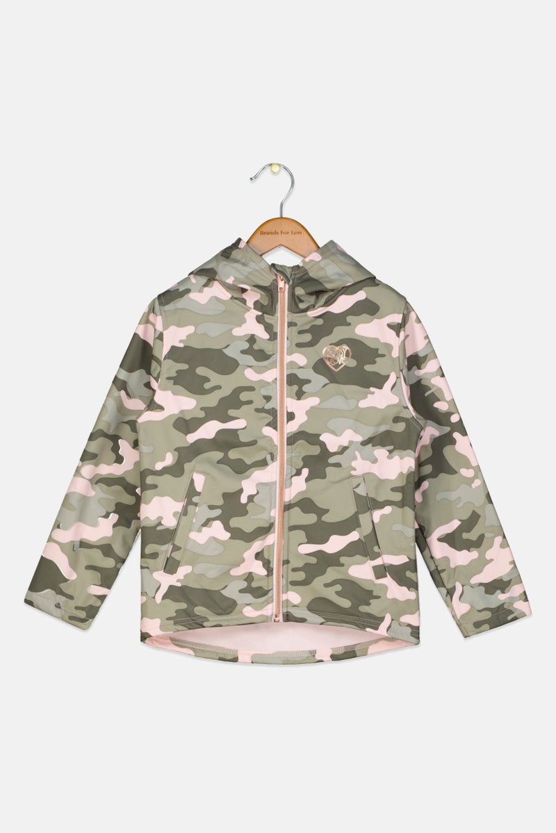 Body Glove Kids Girl Hooded Camouflage Sweatshirt, Green Combo - Image 1