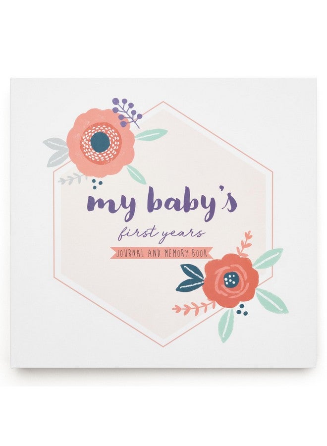 Pondering Pine Baby Journal Memory Book for Girls - Baby Scrapbook Album for First 5 Years Baby Milestone Book - Keepsake for Baby Photos, Hardcover, Floral - Image 1