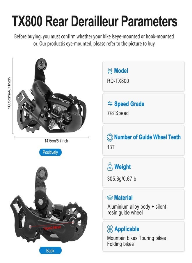 Relwears Tourney 8-Speed Derailleur Mountain Bicycle Rear Derailleur-RD-TX800 - Image 3