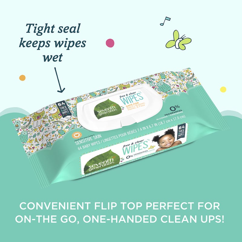Seventh Generation Baby Wipes Sensitive Protection with Snap Seal Diaper Wipes 768 Count - Image 2