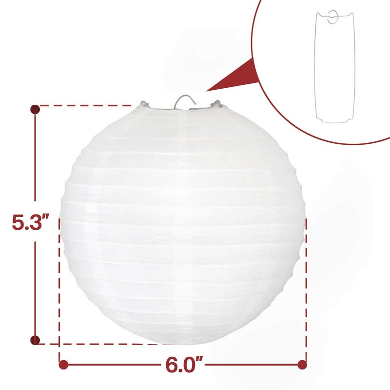 Novelty Place 6 inch White Paper Lanterns (Pack of 10) - Great Chinese/Japanese Home, Party & Wedding Decorations - Image 2