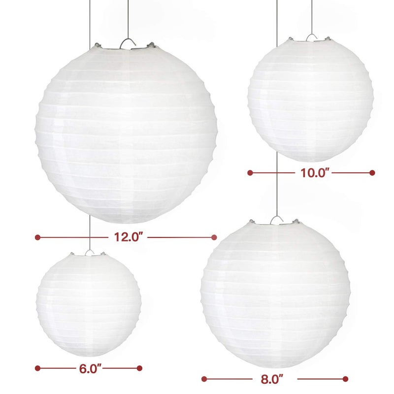 Novelty Place 6 inch White Paper Lanterns (Pack of 10) - Great Chinese/Japanese Home, Party & Wedding Decorations - Image 3