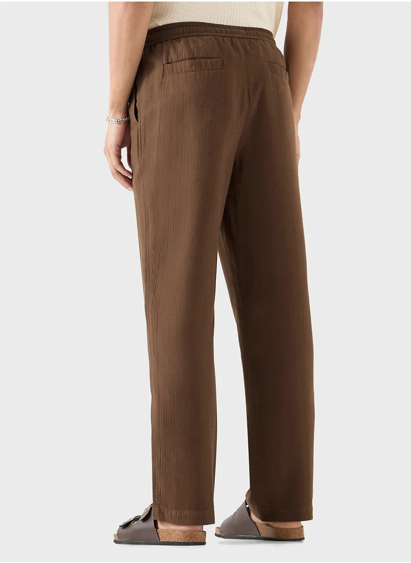 Iconic Iconic Textured Pants with Drawstring Closure and