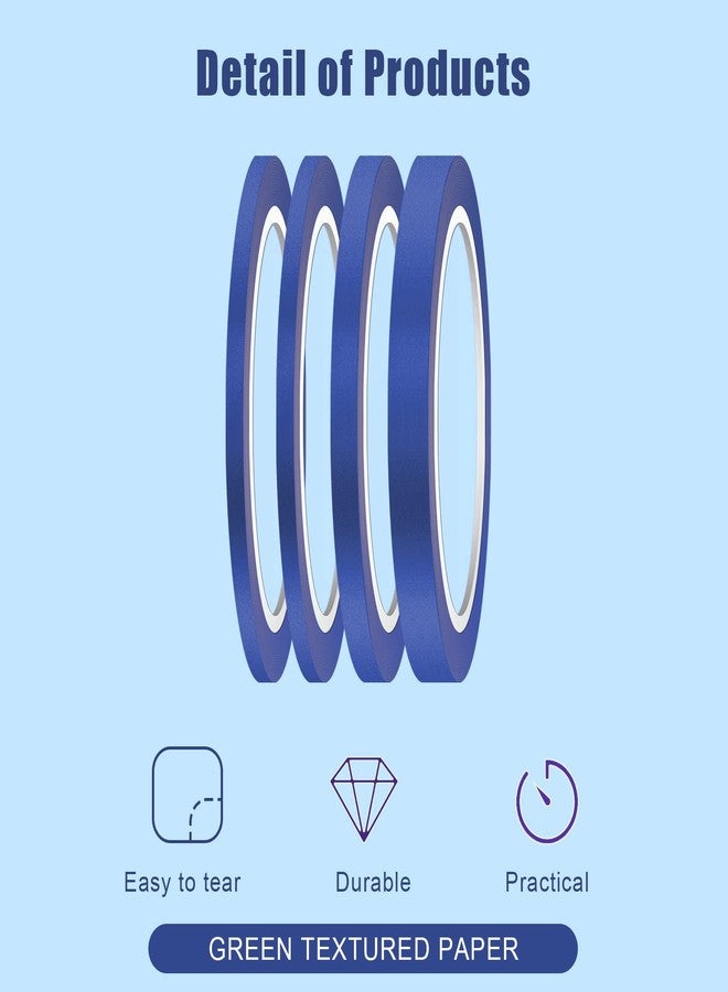 AIEX 4 Rolls Fine Line Tapes, 1/8, 1/4, 1/2 Inch Fineline Masking Tape Thin Colored Painter Tape for Automotive Car DIY Crafts & Arts Decoration School Office (Blue) - Image 3