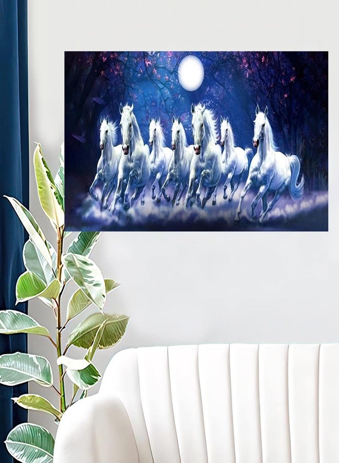 wallpics Seven horses Vastu Painting for Home and Wall Decor | Running Horses Painting Vaastu |Horse Vinyl Sticker Poster (Sunset Blue, 50 Cm X 100 Cm), Multicolor - Image 4