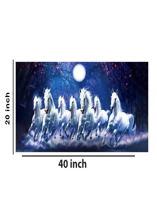 wallpics Seven horses Vastu Painting for Home and Wall Decor | Running Horses Painting Vaastu |Horse Vinyl Sticker Poster (Sunset Blue, 50 Cm X 100 Cm), Multicolor - Image 5