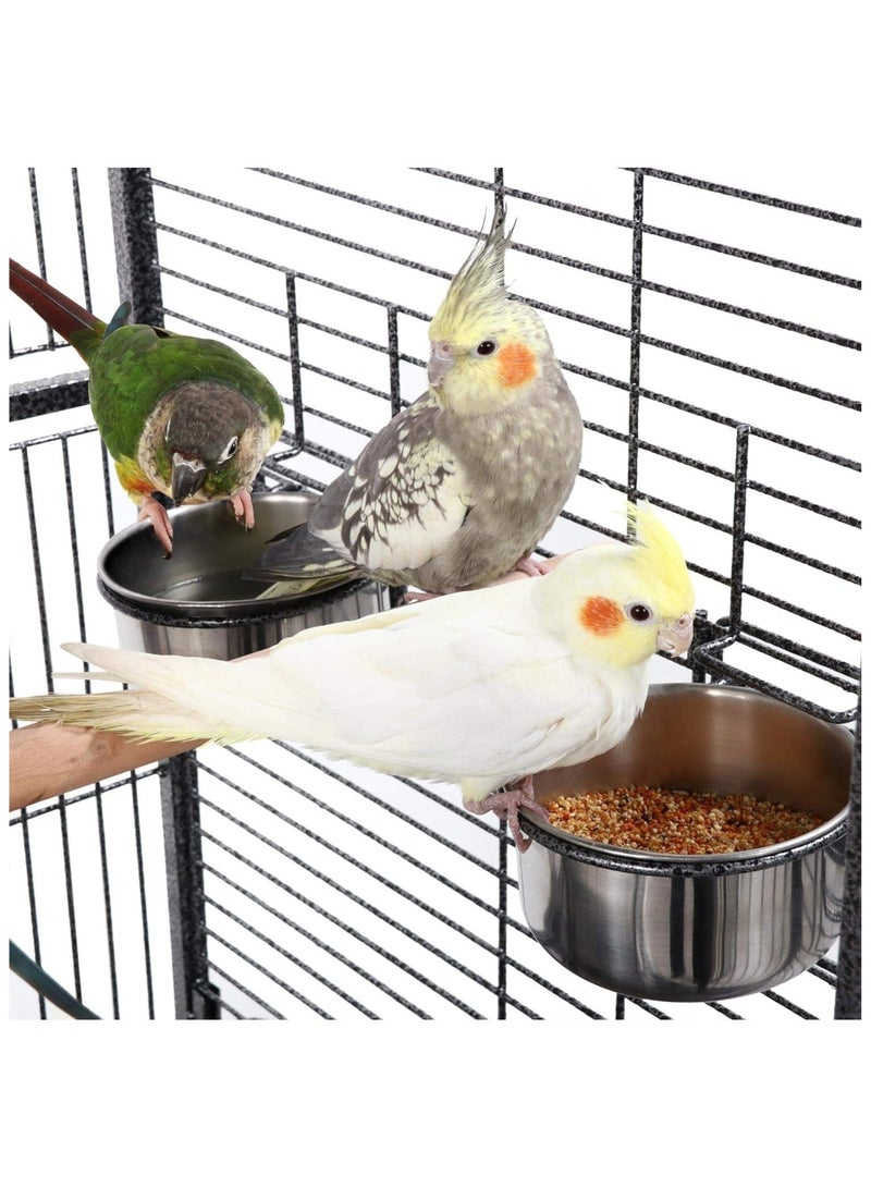 WALALLA 47 inch Bird Cage, Metal Parrot Cage with Open Top Stand Rolling Wheels for Canary Finch Cockatiel Parakeet Conure Parrot, Budgie Cage - Image 4