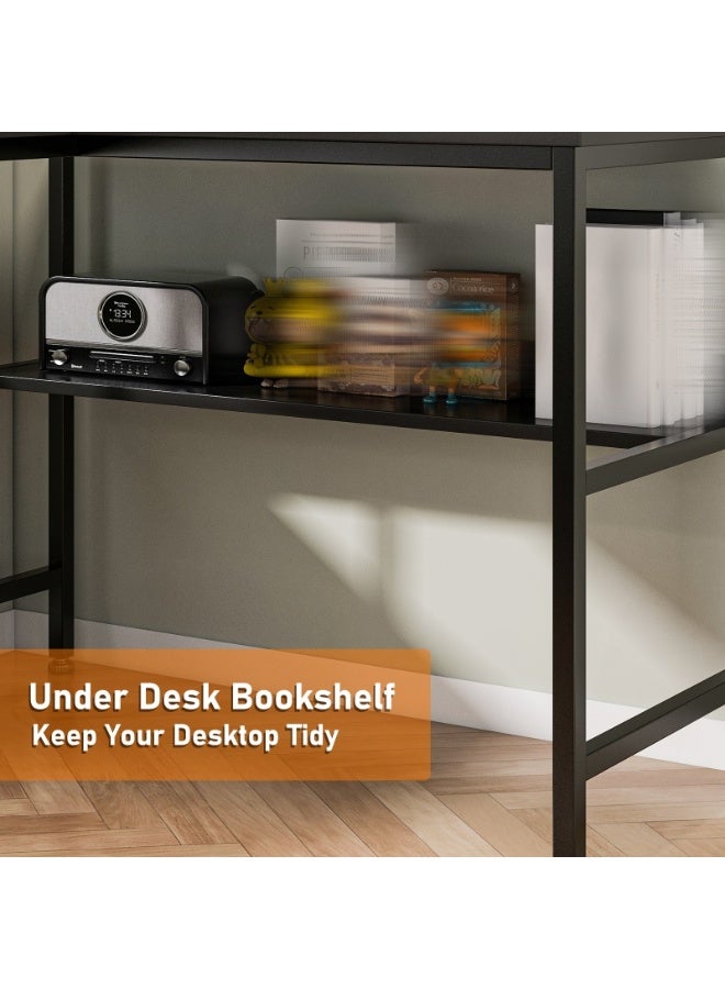 NEWLAN U shaped desk, computer desk with bookshelf layerlarge desktop desk office desk for living room, study room, game room, office. 180*100*75cm - Image 4