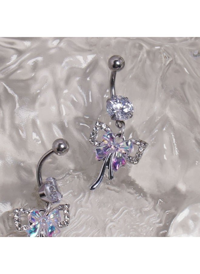 Generic Bow Belly Button Nail Stainless Steel Iridescent Belly Button Ring 1.6 Thick Titanium Steel Explosion Flashing Belly Button Nail Wholesale Puncture Jewelry  - Image 3