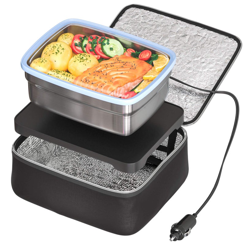 Skywin Portable Car Food Warmer with Vehicle Plug Car Microwave Alternative Mini Electric Heated Oven Lunch Box for Vehicle Like Car Truck Includes Stainless Steel Container