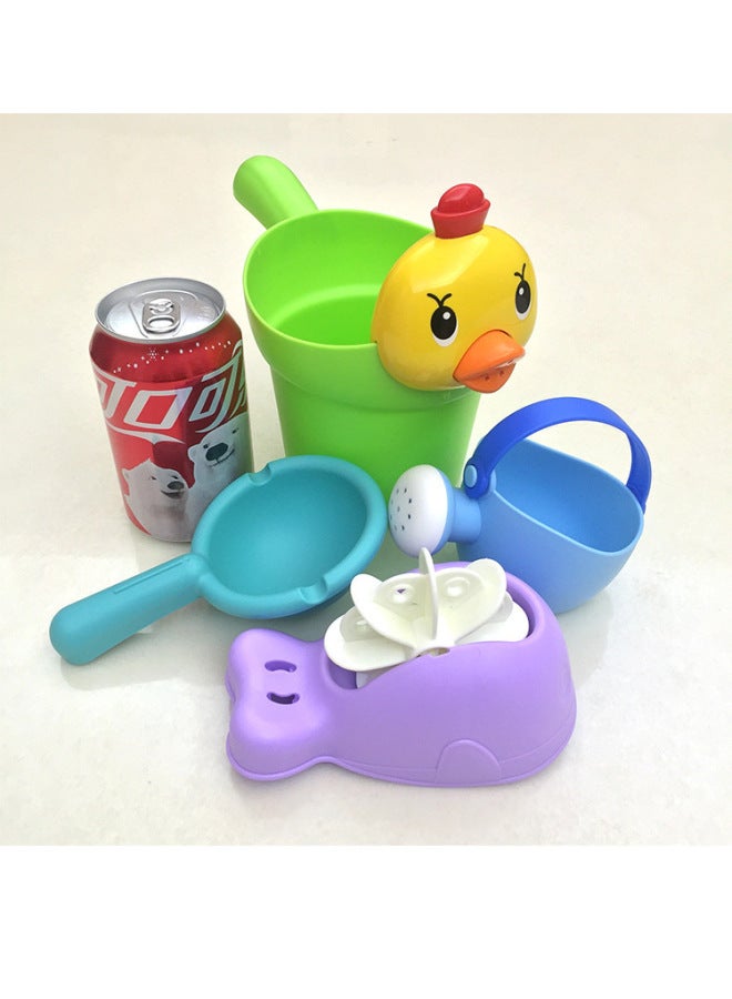 Bathroom Bear Bath Bath Toys Children Baby Water Toys Suit Cute Chicken Shampoo Cup Spoon Toys-Color:Xiaole Bucket 6-piece Set-12 - Image 3