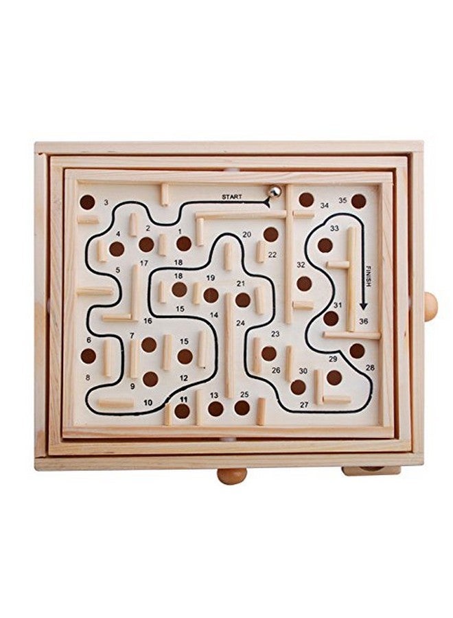 Topwon Wood Labyrinth Table Maze/Balance Board Table Maze Solitaire Game For Kids And Adults - Large - Great Gift - Image 2