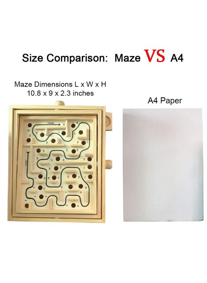 Topwon Wood Labyrinth Table Maze/Balance Board Table Maze Solitaire Game For Kids And Adults - Large - Great Gift - Image 3