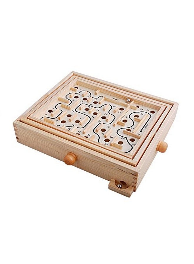 Topwon Wood Labyrinth Table Maze/Balance Board Table Maze Solitaire Game For Kids And Adults - Large - Great Gift - Image 1