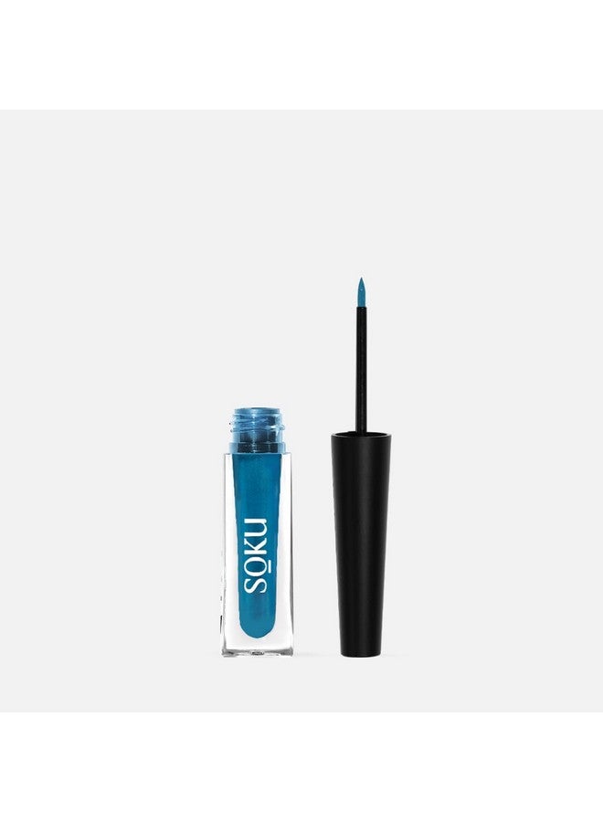 SOKU Eye Can See Intense Blue Liquid Eye Liner | High Glossy | Enriched With Castor Oil | Long Lasting Up To 24 Hours | Tear, Water, Sweat & Smudge Proof (Show And Teal) - 2.5 Ml - Image 4