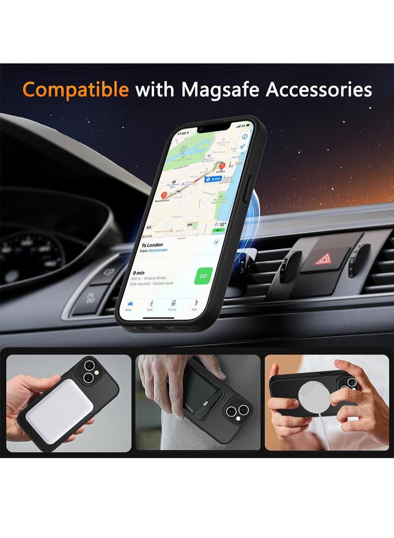 WRISTWISE Case Cover for iPhone 14, Magnetic Phone Cover with 1 Tempered Glass Screen Protector, Compatible with MagSafe, Military Grade Protection, Translucent Matte Frosted Back, Black - Image 4