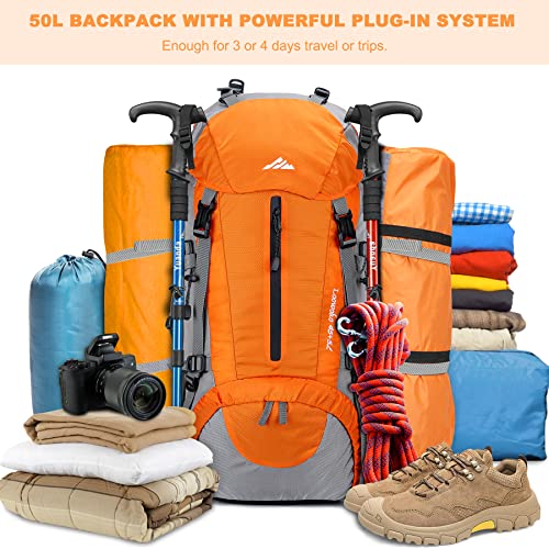 Loowoko 50L Hiking Backpack, Waterproof Camping Essentials Bag with Rain Cover, 45+5 Liter Lightweight Backpacking Back Pack - Image 2