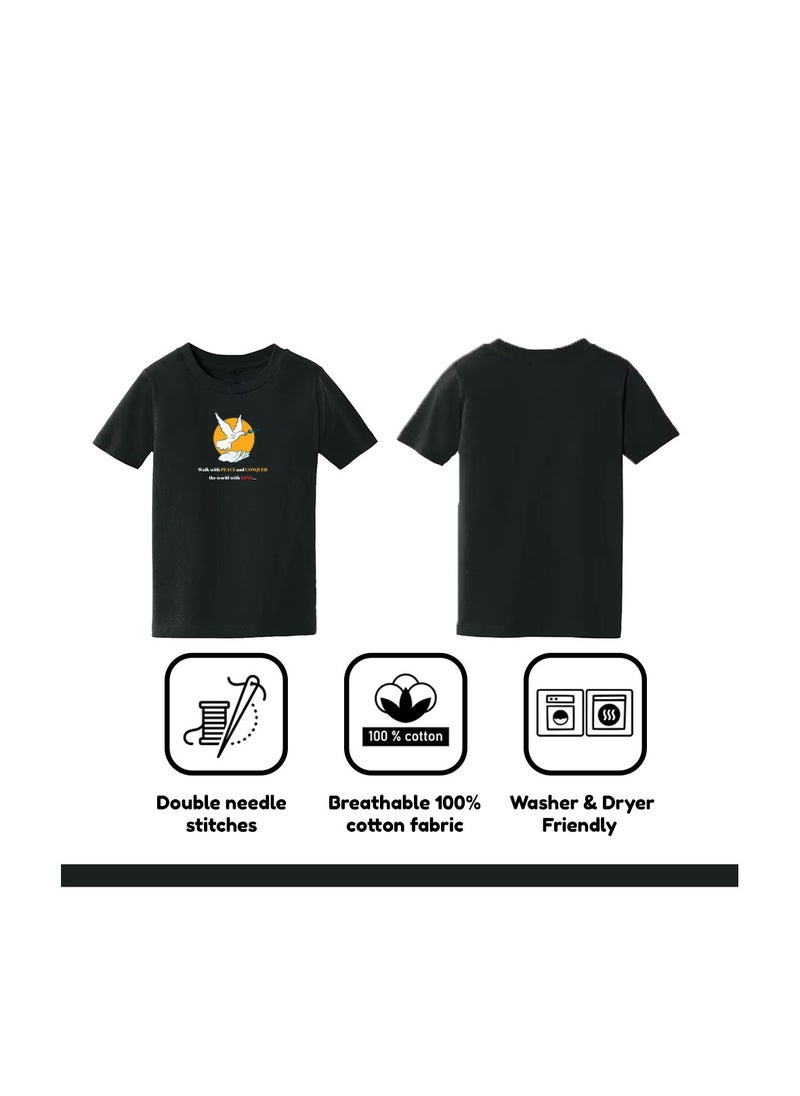 PRINTSHOP4ME - Peace Love Women's T-Shirt–Cotton Half Sleeve Round Neck Soft&Breathable Fabric Casual Wear For Everyday Comfort|Gift For Special Events - Image 1