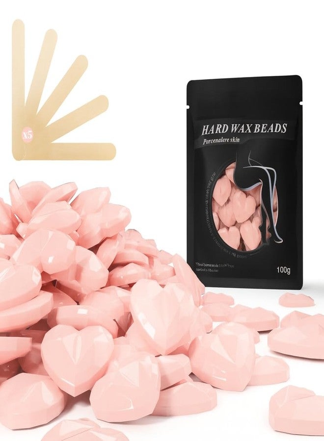 CUVLY Hard Wax Beads 100g, Heart-Shaped Wax Beans for Sensitive Skin, Hypoallergenic Hard Wax for Coarse Hair Removal, Body, Brazilian, Bikini, Legs & Armpits - Pink (2, 100g)