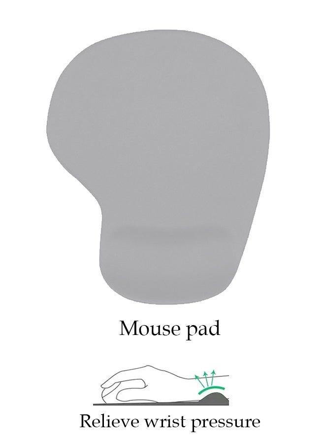 Mouse Pad with Wrist Rest, Comfortable Computer Mousepad with Gel Wrist Support Smooth Surface and Non-Slip PU Base for Pain Relief, Laptop, Office & Home (Grey) - Image 1