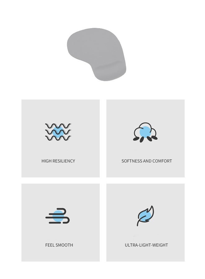 Mouse Pad with Wrist Rest, Comfortable Computer Mousepad with Gel Wrist Support Smooth Surface and Non-Slip PU Base for Pain Relief, Laptop, Office & Home (Grey) - Image 3