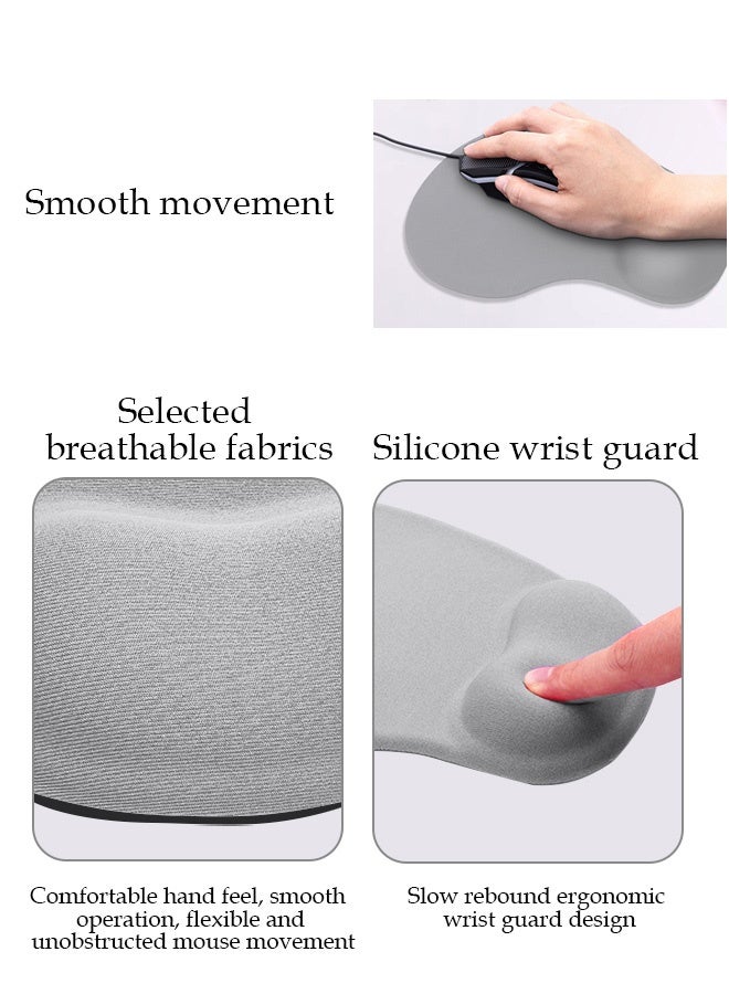 Mouse Pad with Wrist Rest, Comfortable Computer Mousepad with Gel Wrist Support Smooth Surface and Non-Slip PU Base for Pain Relief, Laptop, Office & Home (Grey) - Image 4