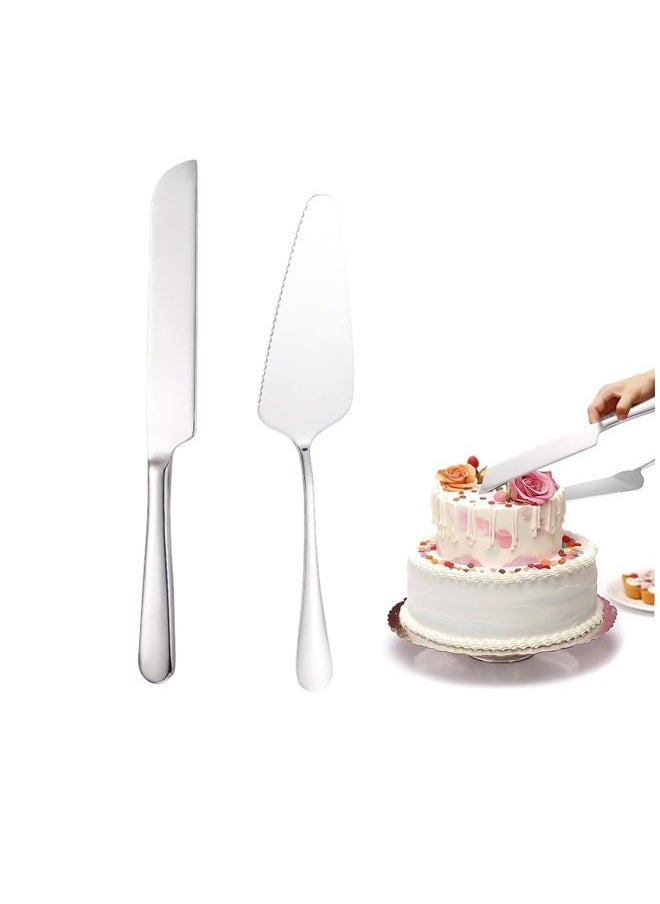 GUDOO - Cake Serving Set Wedding Cake Knife and Server Set Cake Cutting Utensils Stainless Steel Cake Cutter Serrated Cake Knife Professional Dessert Server for Cake Cheese Pie Pizza - Image 1