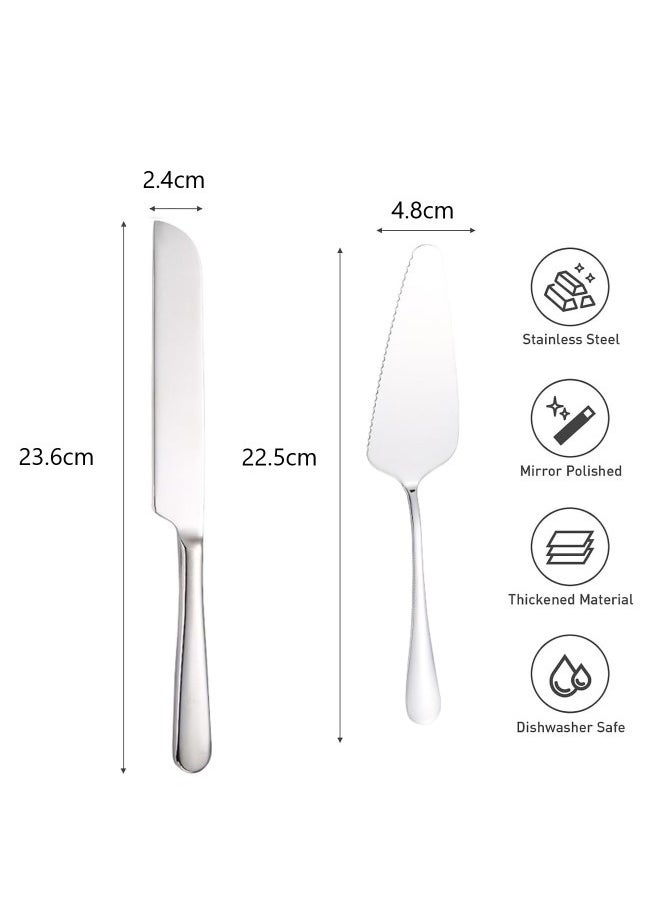 GUDOO - Cake Serving Set Wedding Cake Knife and Server Set Cake Cutting Utensils Stainless Steel Cake Cutter Serrated Cake Knife Professional Dessert Server for Cake Cheese Pie Pizza - Image 1