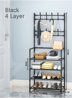 AGD Four Shelves Professional Multifunctional Clothes And Shoes Stand With Hooks Clothes Hanger For Bedroom Entryway Bathroom 65*26*153cm  - Image 2
