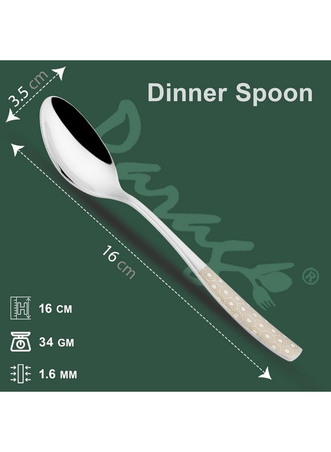Parage 6 Pieces Stainless Steel Premium Dinner Spoon Set for Home & Kitchen, 16 cm Long, Luxury Dining Tableware Laser Chammach Set Gift, Silver, Dazzle Design - Image 4