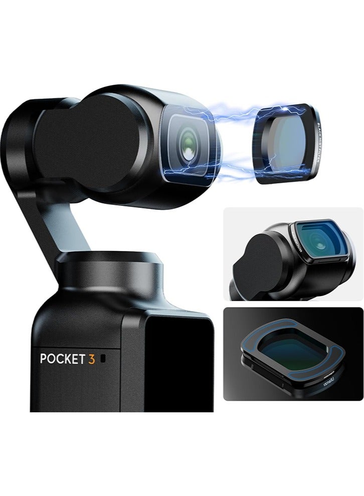 ULANZI PK-01 Black Mist Filter for DJI Osmo Pocket 3, Magnetic HD Optical Glass Aluminum Frame Ultra Lightweight Only 1.2g Double-Coating Beauty Soft Filters Vlog Video Accessory for Pocket 3 - Image 1