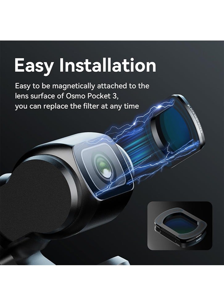 ULANZI PK-01 Black Mist Filter for DJI Osmo Pocket 3, Magnetic HD Optical Glass Aluminum Frame Ultra Lightweight Only 1.2g Double-Coating Beauty Soft Filters Vlog Video Accessory for Pocket 3 - Image 5
