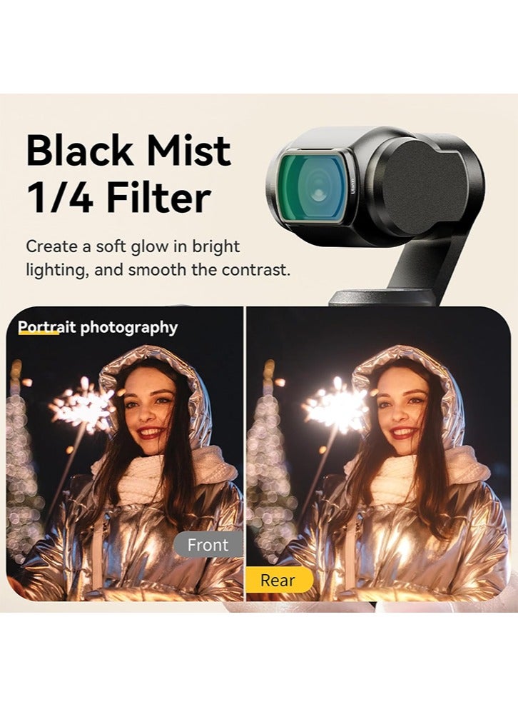 ULANZI PK-01 Black Mist Filter for DJI Osmo Pocket 3, Magnetic HD Optical Glass Aluminum Frame Ultra Lightweight Only 1.2g Double-Coating Beauty Soft Filters Vlog Video Accessory for Pocket 3 - Image 3