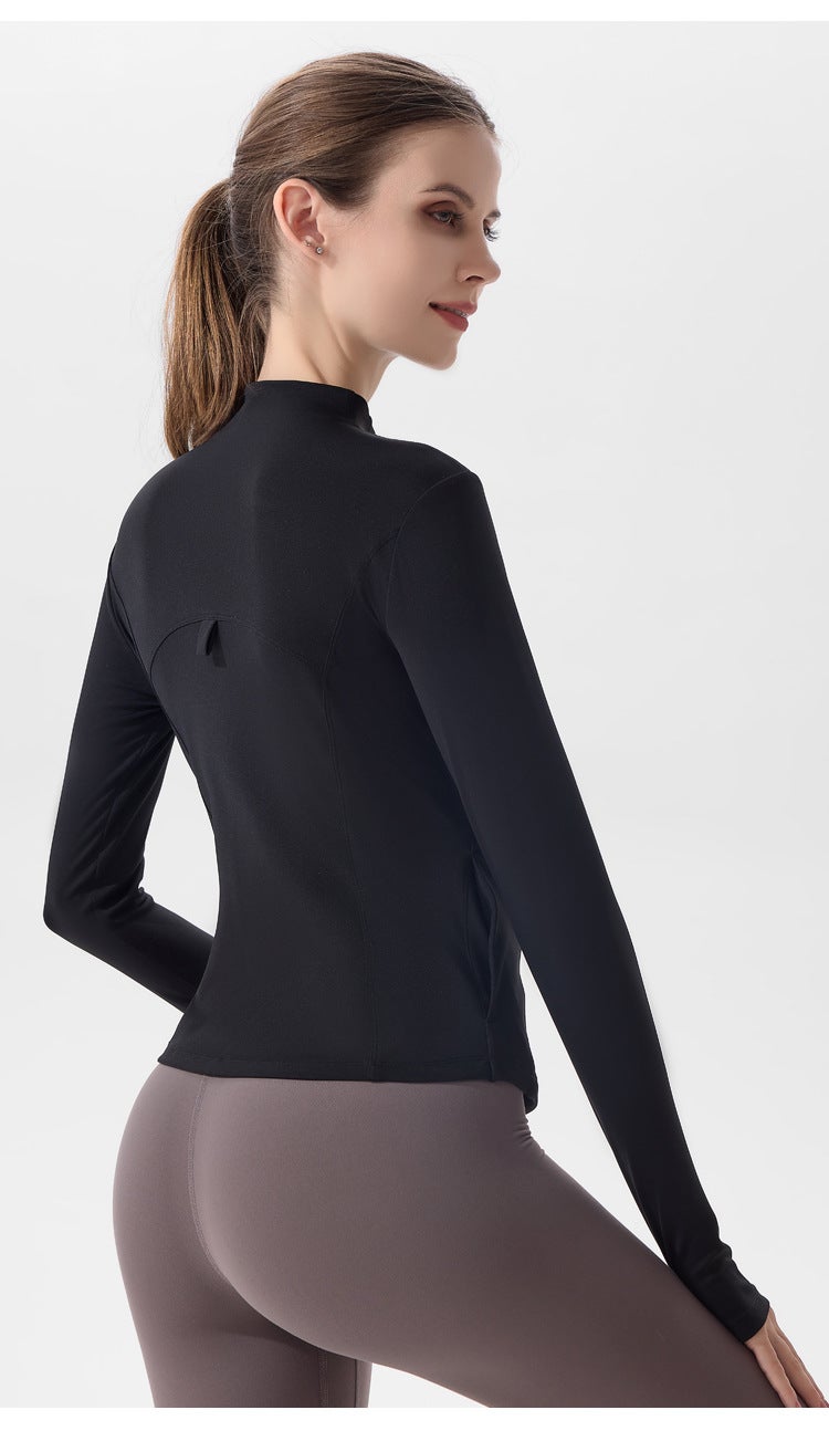 Generic New Yoga Jacket Womens Lulu-Inspired Fitness Top Long Sleeve Black 