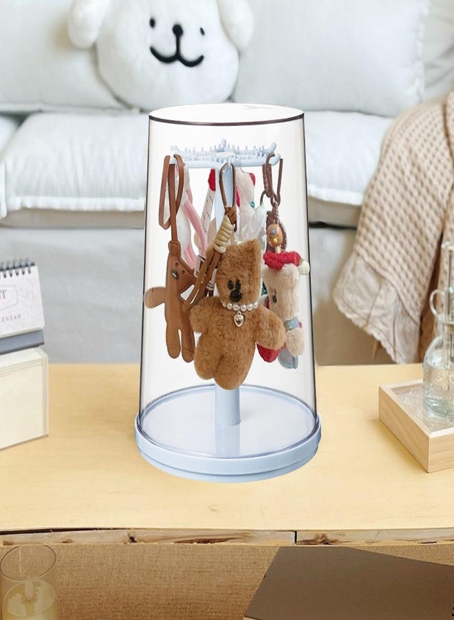 Yushen Rotating Display Case with Stand for Plush Doll Keychain, Protective Rotating Doll Display Box Organizers Holder for Collectibles, Dustproof Showcase for Hanging (Blue 1Pcs) - Image 3