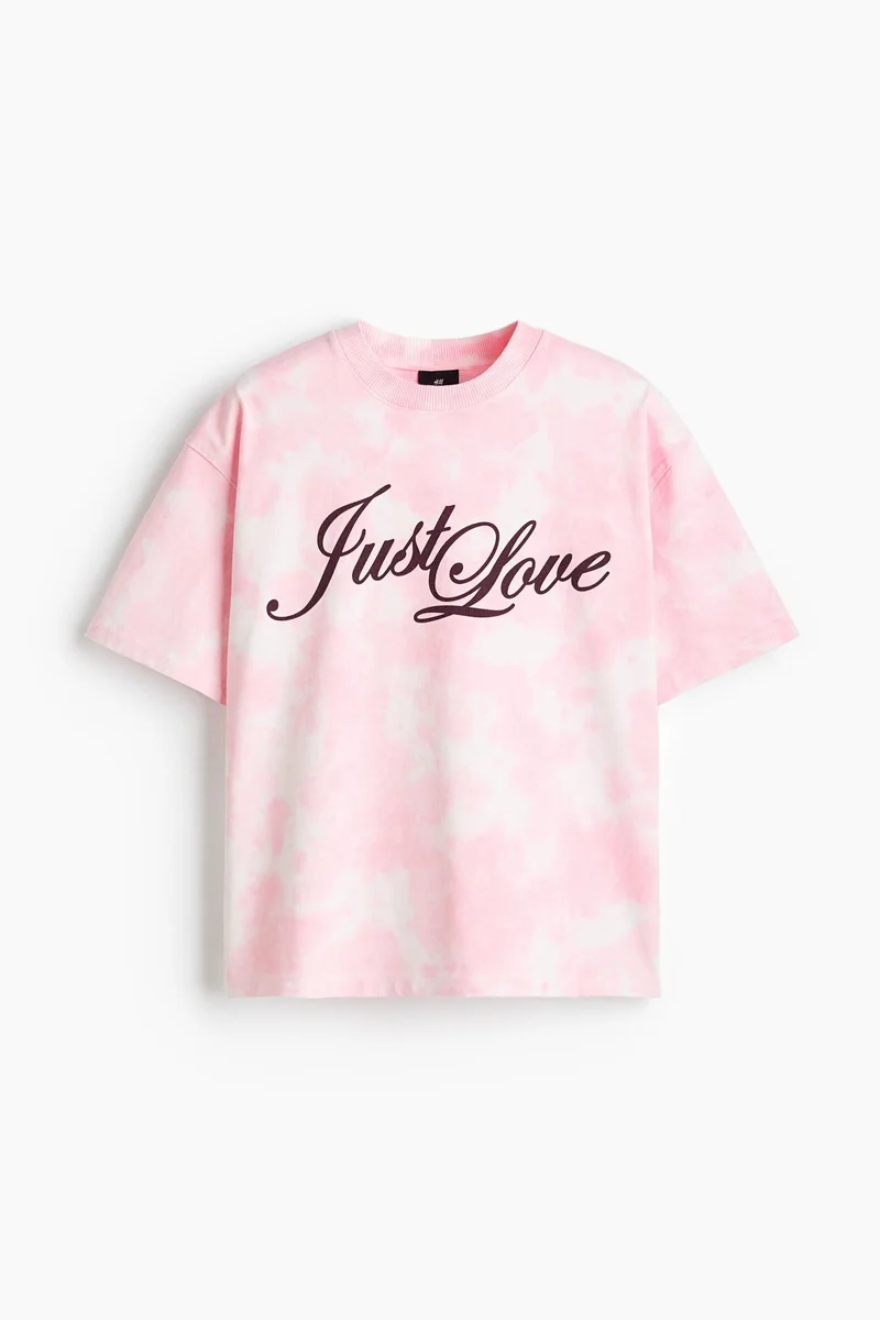 H&M  Oversized Fit Heat Reactive Printed T-shirt for Men | Best Price UAE