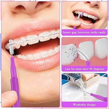 Piriuuo 50 Pcs Micro Eyebrow Brush Multifunctional Eyelash Comb Brush with Cap Portable Eyebrow Spoolies Brush Brow Lamination Brow Brushes for Eyebrows Eyelash Extensions Tool 5 Colors - Image 5