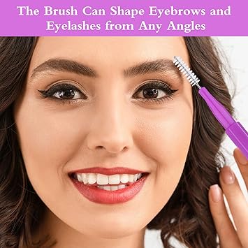 Piriuuo 50 Pcs Micro Eyebrow Brush Multifunctional Eyelash Comb Brush with Cap Portable Eyebrow Spoolies Brush Brow Lamination Brow Brushes for Eyebrows Eyelash Extensions Tool 5 Colors - Image 3