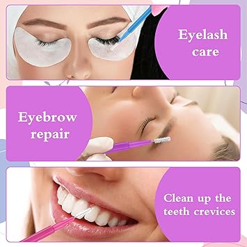 Piriuuo 50 Pcs Micro Eyebrow Brush Multifunctional Eyelash Comb Brush with Cap Portable Eyebrow Spoolies Brush Brow Lamination Brow Brushes for Eyebrows Eyelash Extensions Tool 5 Colors - Image 4