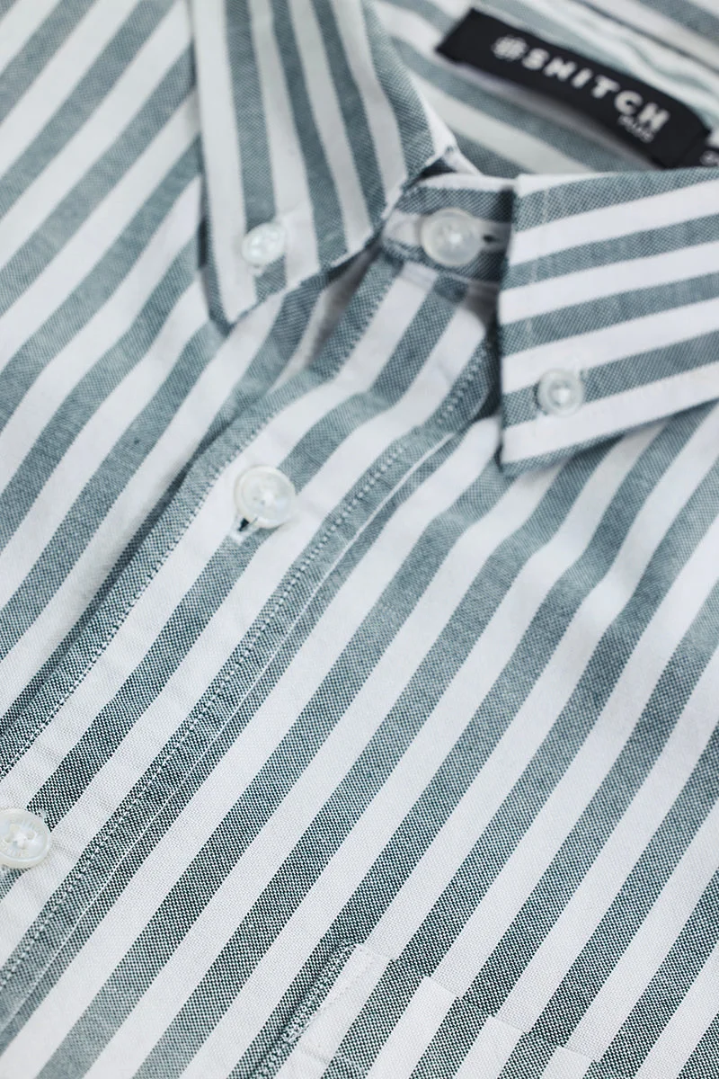 SNITCH Fortunato Light Grey Stripes Plus Size Shirt