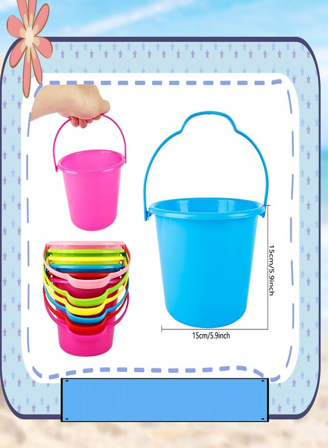 Feradny 36 Pack Mini Plastic Beach Bucket Set Colorful Sand Buckets Small Bucket Small Sand Pail Bulk for Kids Summer Seaside Beach Pool Party, 6 Colors - Image 2