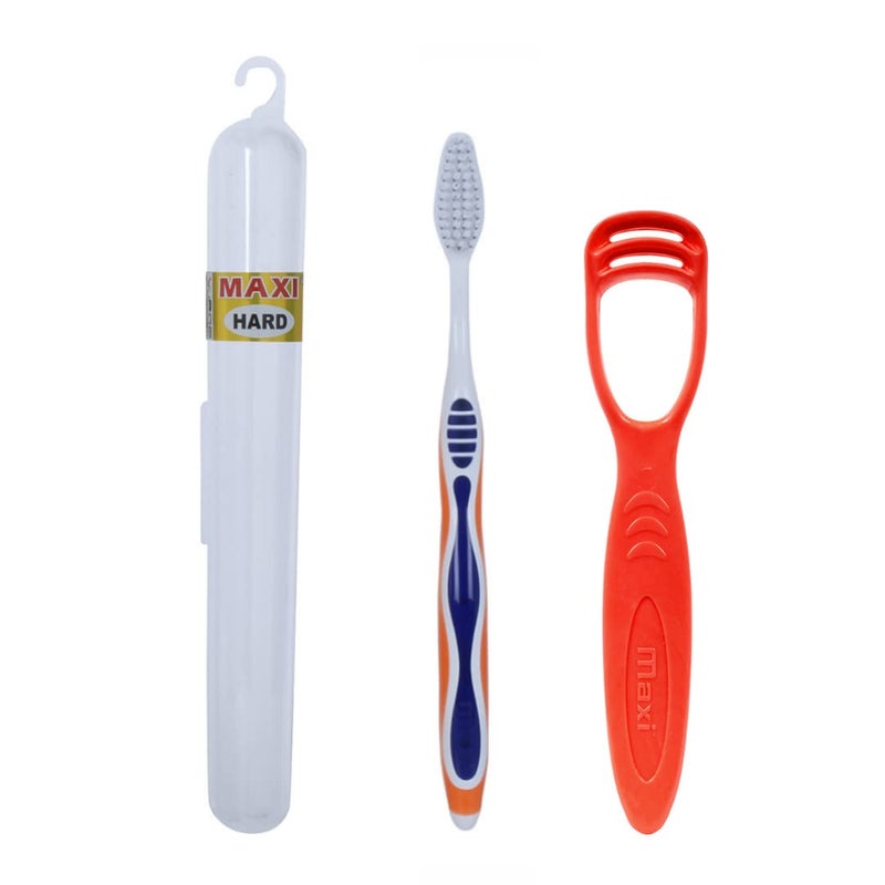 MAXI Oral Care Combo of 10-(6 Travel Packs) Candy Hard Toothbrush & (4 TC) 1 Number Tongue Cleaner - Image 2