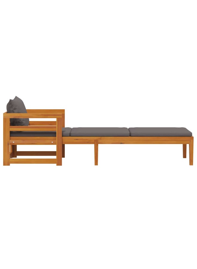 vidaxl Sun Lounger with Dark Grey Cushions Solid Acacia Wood 316317 - Image 4