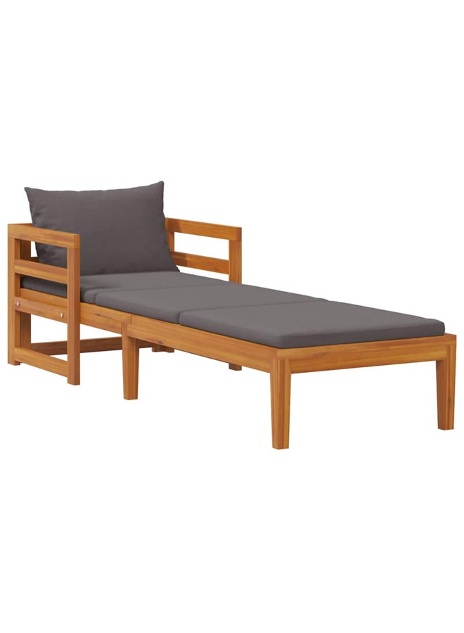 vidaxl Sun Lounger with Dark Grey Cushions Solid Acacia Wood 316317 - Image 1
