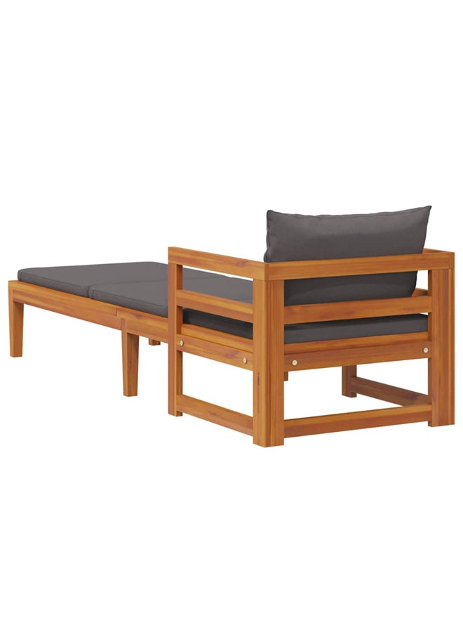 vidaxl Sun Lounger with Dark Grey Cushions Solid Acacia Wood 316317 - Image 5
