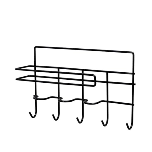 ZURATO Multipurpose Wall Mounted Towel, Tissue roll Holder for Kitchen and Bathroom with 5 Hooks Storage Organizer Rack for Clothes, Keys Spatula Ladle and Accessories Hanging - Image 2
