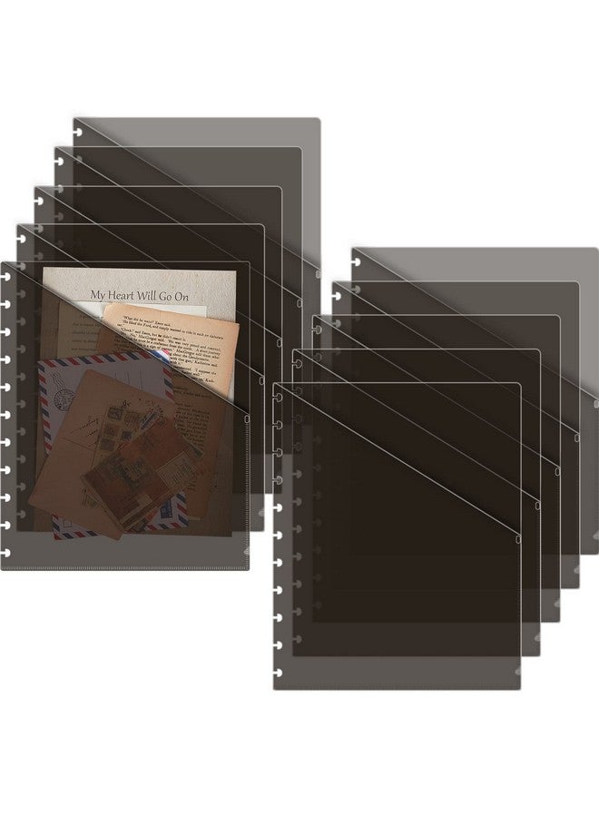 Laumoi 10 Sets Letter Pocket Dividers For Discbound Notebook System Dividers With Pockets Letter Binder Index Dividers Plastic Dividers Binder Accessories Discbound Organizer With Holes (Gray Translucent)  - Image 1