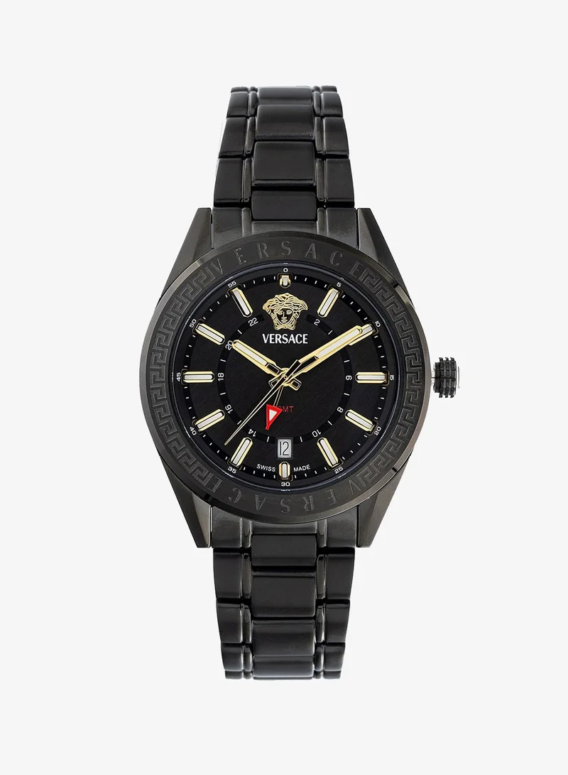 VERSACE V-Code Quartz Black Dial Watch